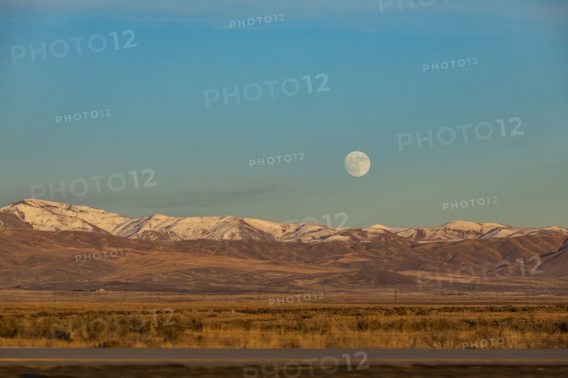 Moon over hills in Boise, Idaho