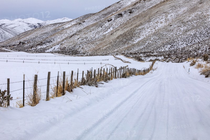 Fence on farm during winter
