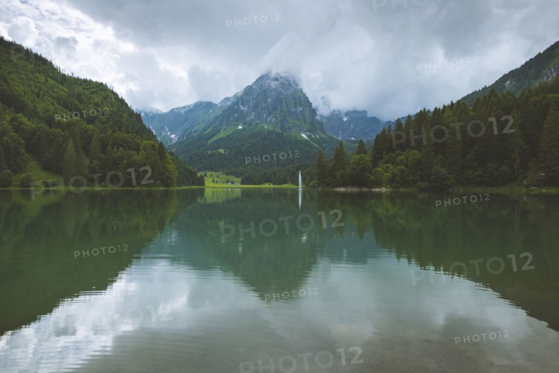 Lake and mountains in ybersee, Switzerland