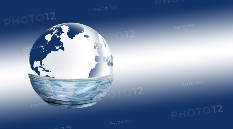 Digitally generated image of Earth with protective mask