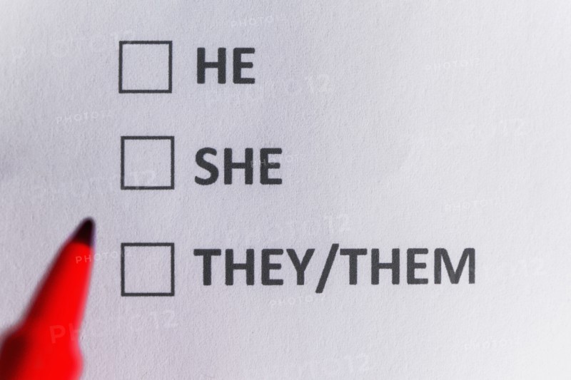 Pen marking on personal pronoun and non binary gender checklist