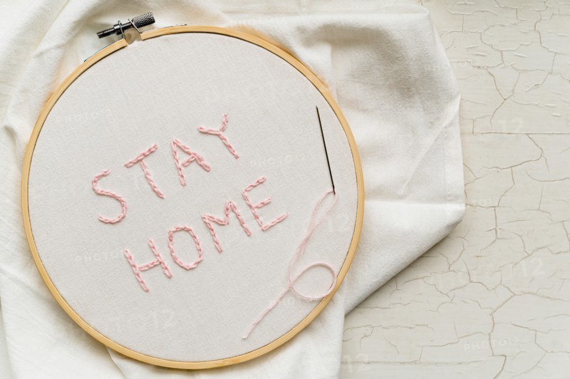 Stay Home embroidery