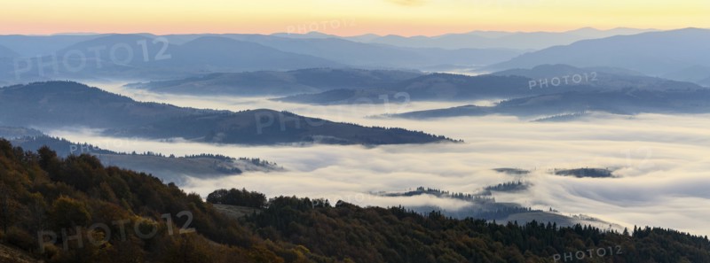Ukraine, Zakarpattia region, Carpathians, Borzhava, Panoramic view of mountain landscape