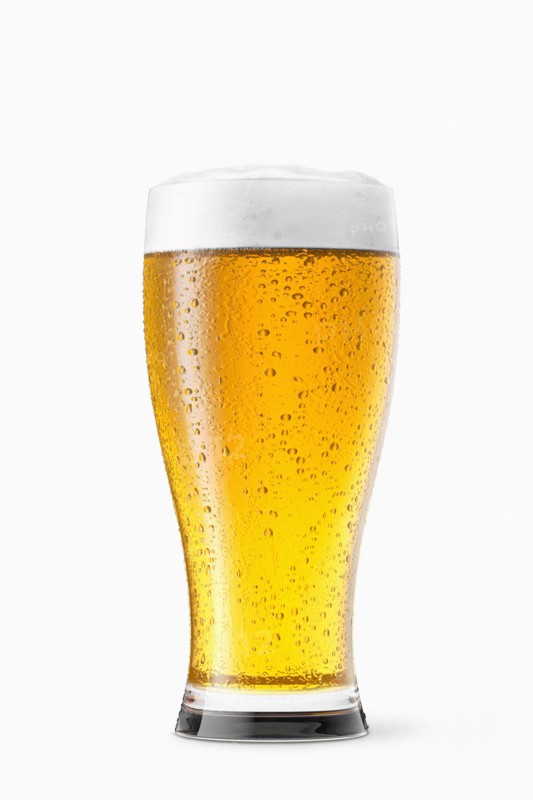 Glass of beer on white background