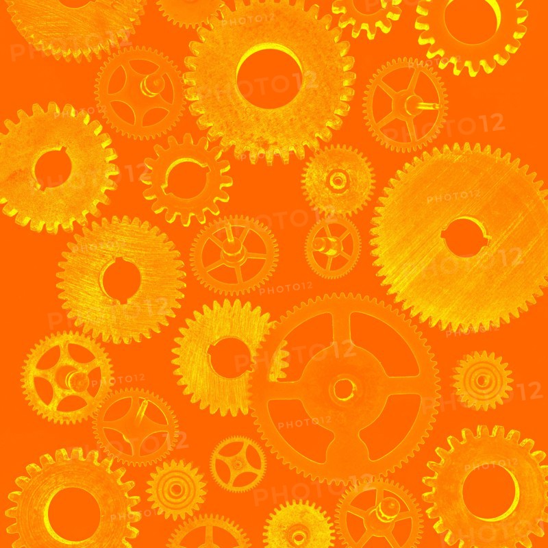 Illustration of cogs on orange background
