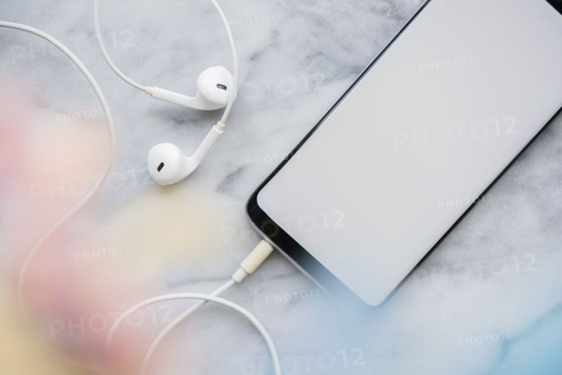 Earphones connected smart phone