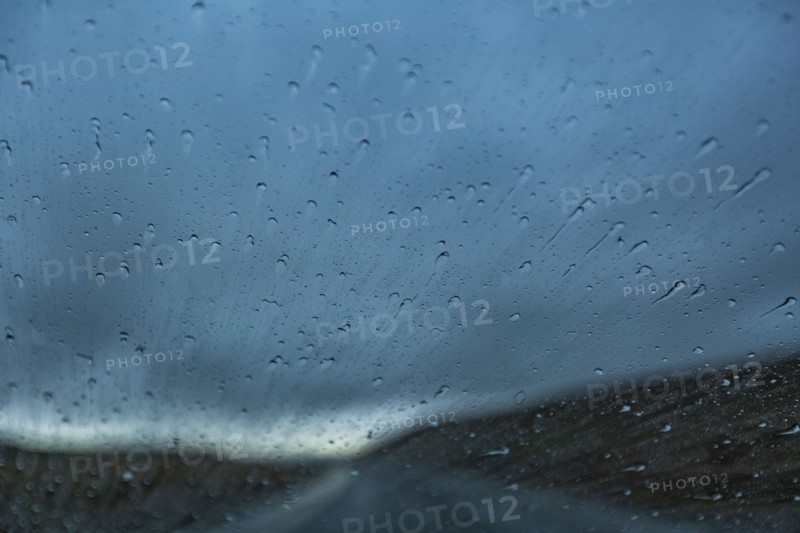 Water droplets on windshield