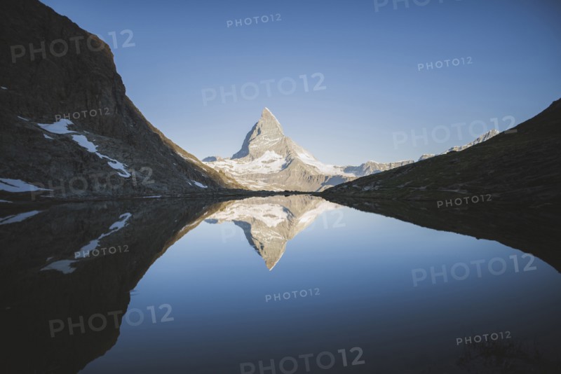 Matterhorn mountain and lake in Valais, Switzerland