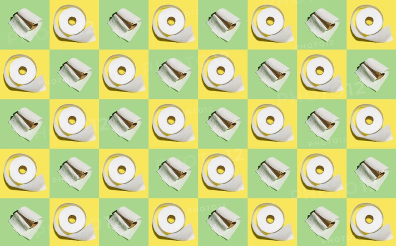 Illustration of rows of toilet paper rolls