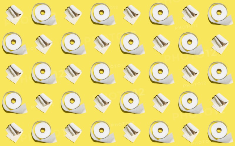 Illustration of rows of toilet paper rolls