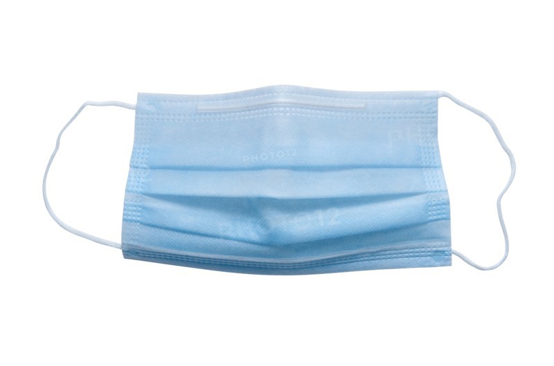 Blue medical mask on white background
