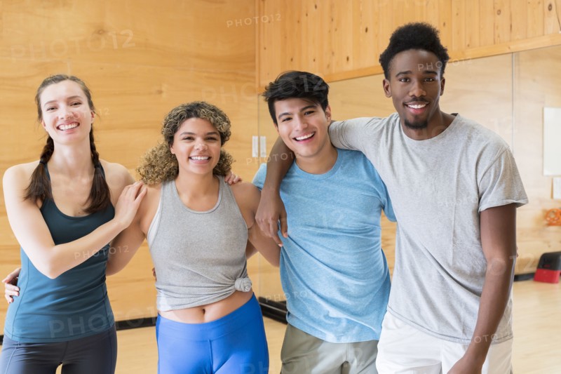 Friends together at gym