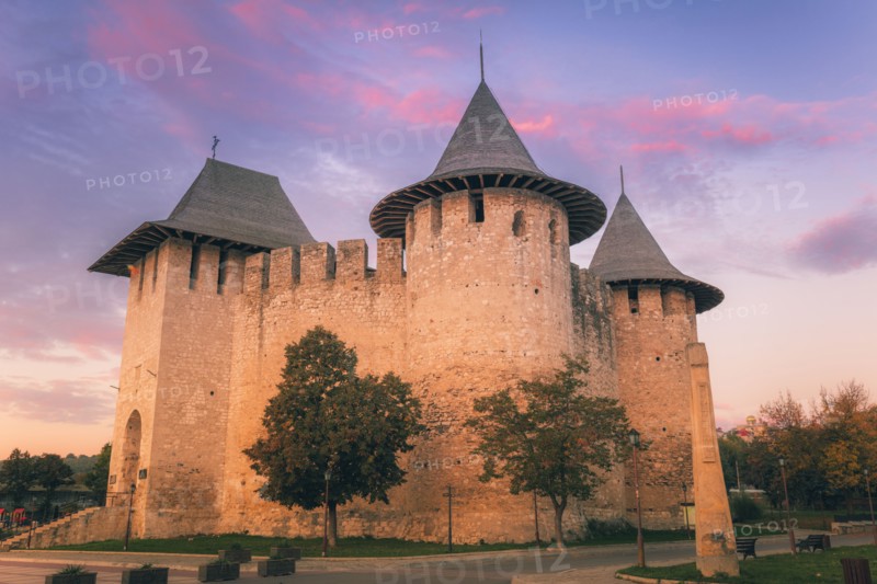 Moldova, Soroca, Old fort at dusk