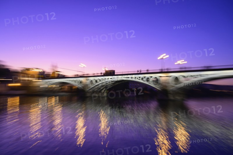 Spain, Seville, Triana Bridge, Triana Bridge over Guadalquivir River