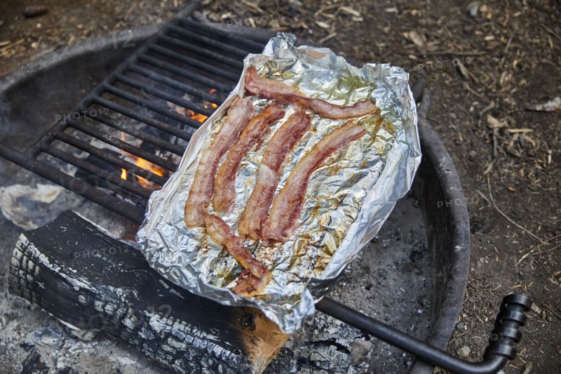 Bacon on barbecue grill