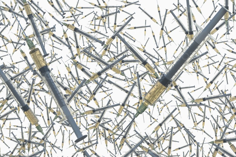 Syringes with coronavirus vaccine