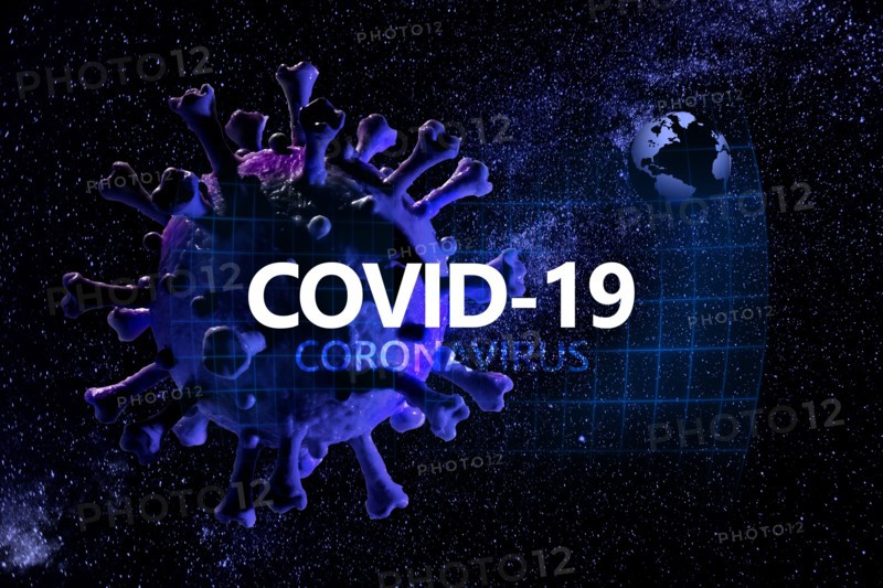 Coronavirus model with Covid-19 sign