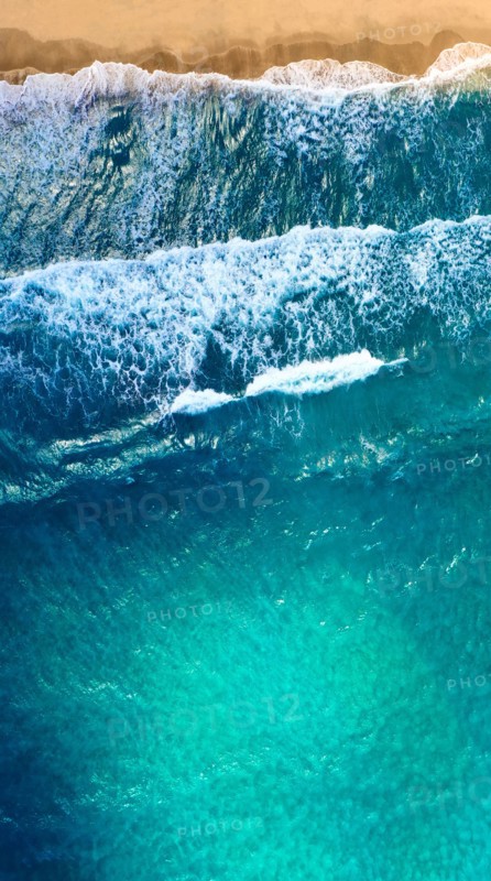 USA, Florida, Delray Beach, Overhead view of sea waves and sand