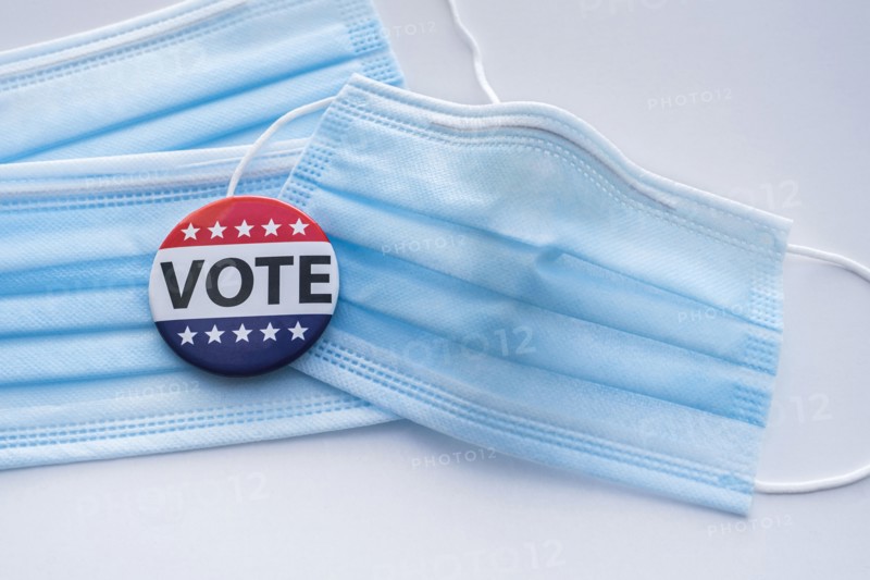 American Vote button on surgical masks