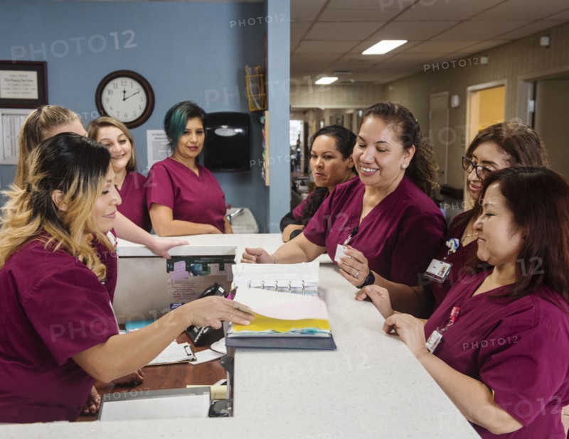 Nurses at reception desk