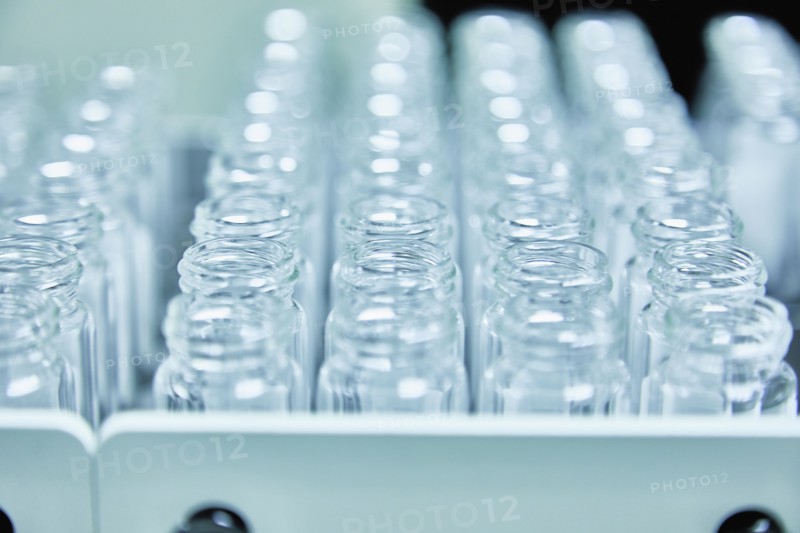 Bottles or test tubes in container