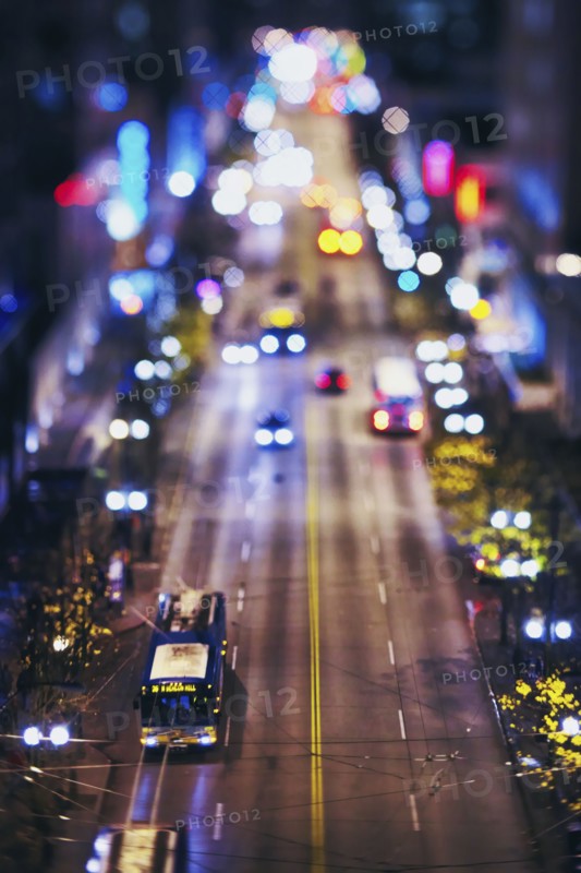 USA, Washington, Seattle, High angle view of cars in city at night