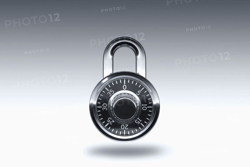 Padlock on gray background