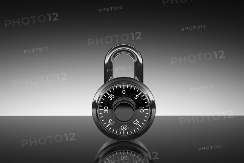 Studio shot of closed padlock