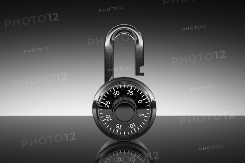 Studio shot of unlocked padlock