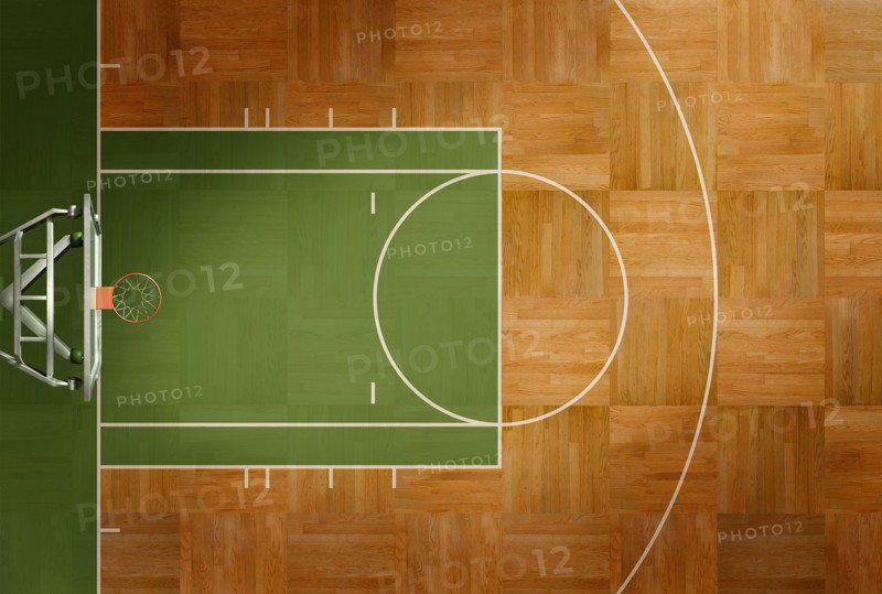 Aerial view of basketball court