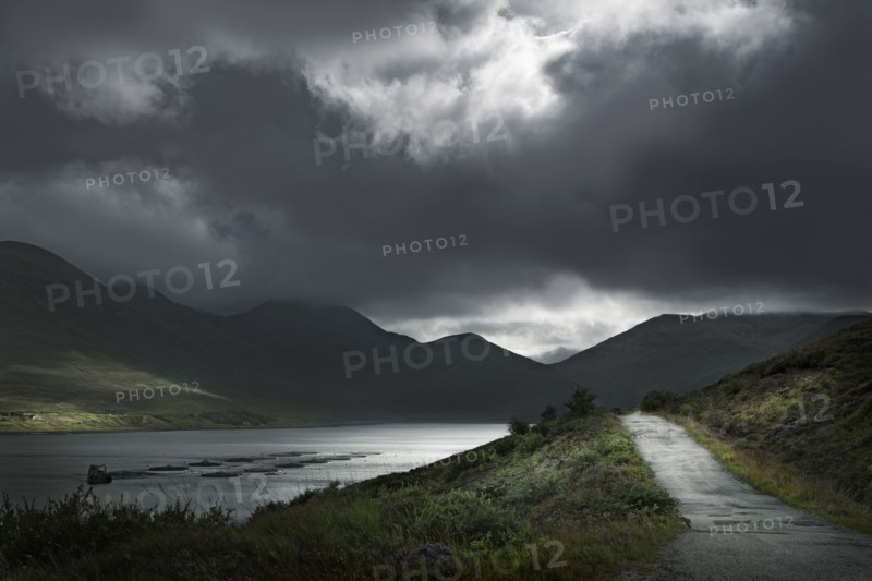 United Kingdom, Scotland, Storm clouds in Scottish Highlands