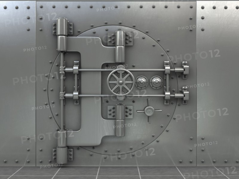 Closed safe in bank