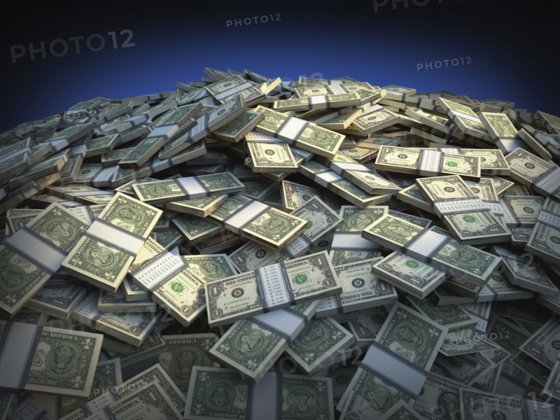 Heap of one dollar banknotes