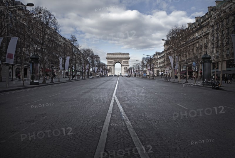 France, Paris, Street with Triumphal Arch at end