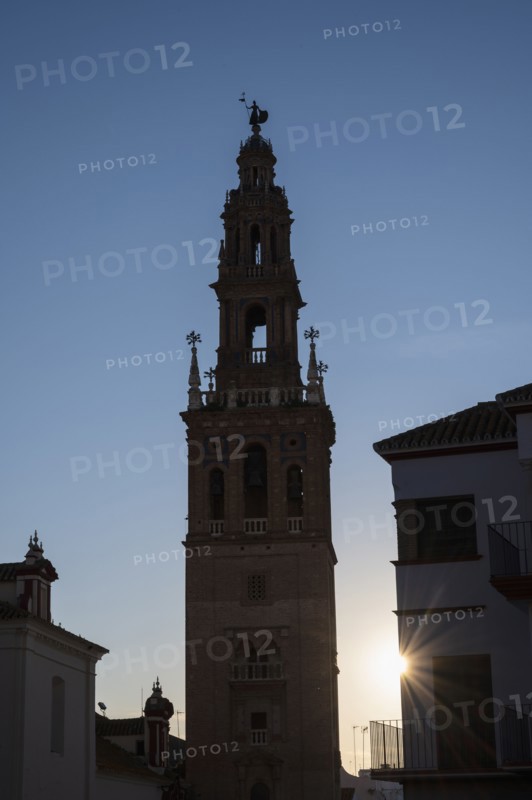 Spain, Carmona, San Pedro Church at sunset