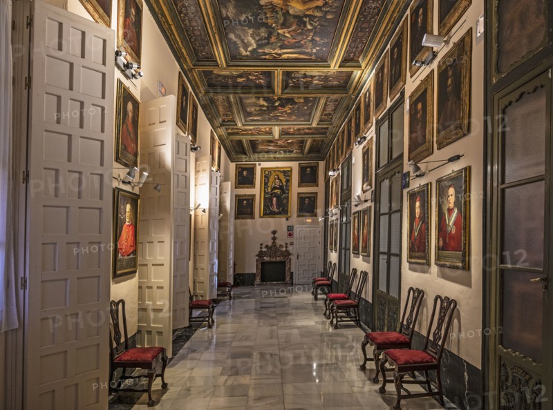 Spain, Seville, Portrait room in Archbishops Palace of Seville