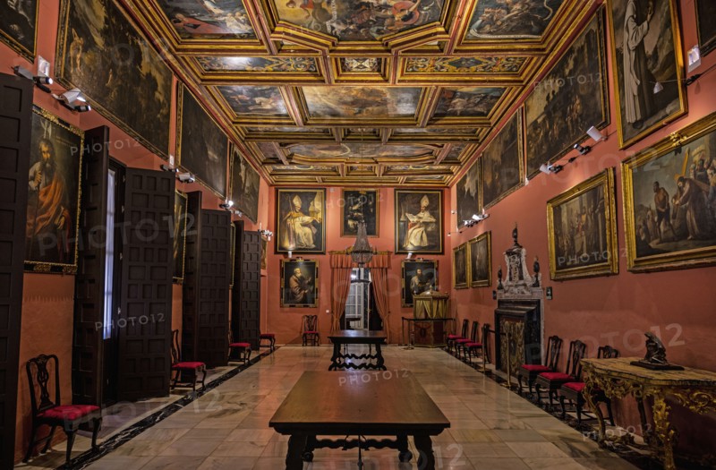 Spain, Seville, Portrait room in Archbishops Palace of Seville