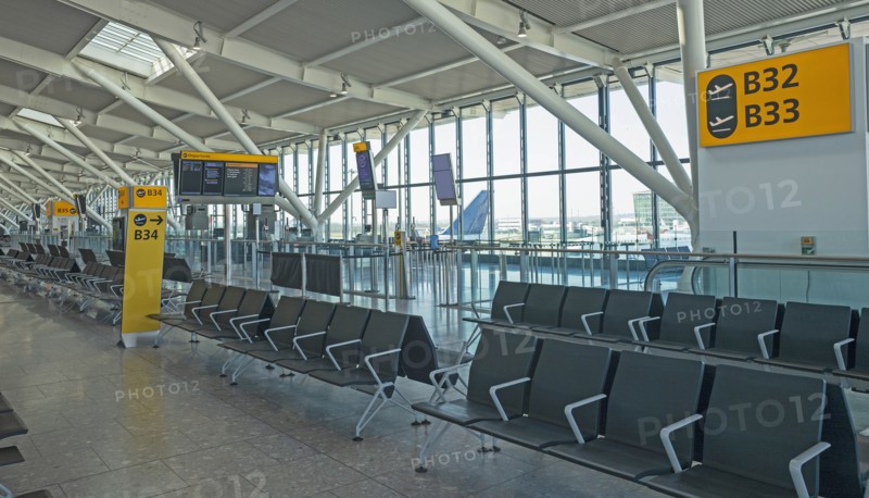 England, London, Empty airport due to coronavirus pandemic