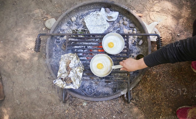 Preparing breakfast at camping