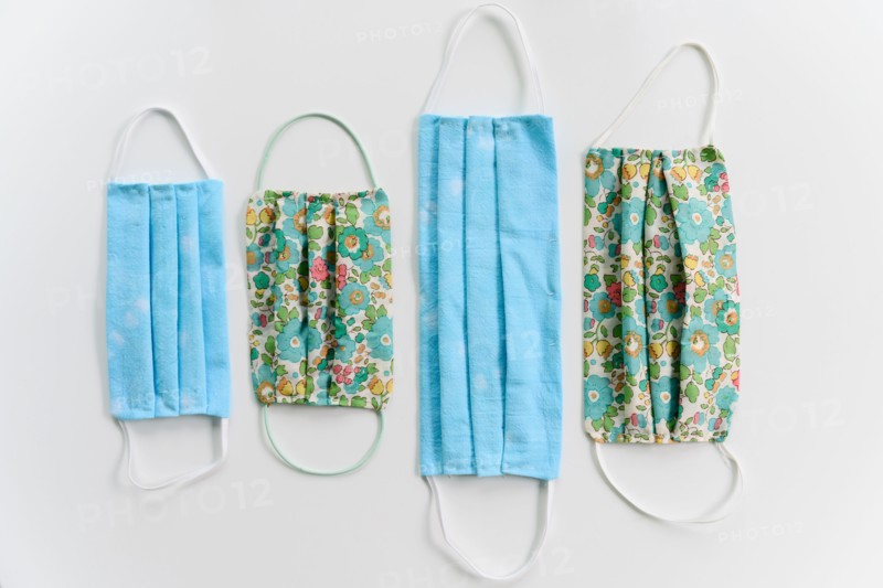 Homemade cloth face masks in various sizes