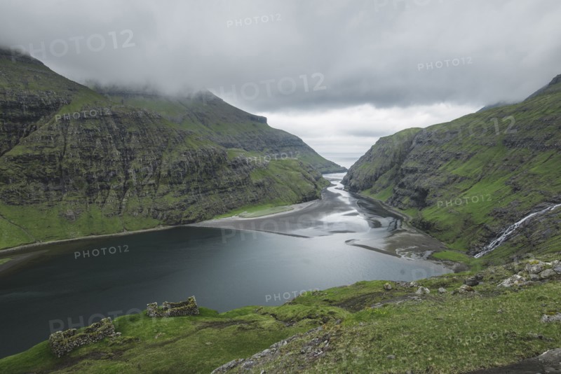 Denmark, Green coastline with cliffs,