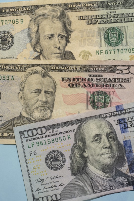 Close-up of US paper currency