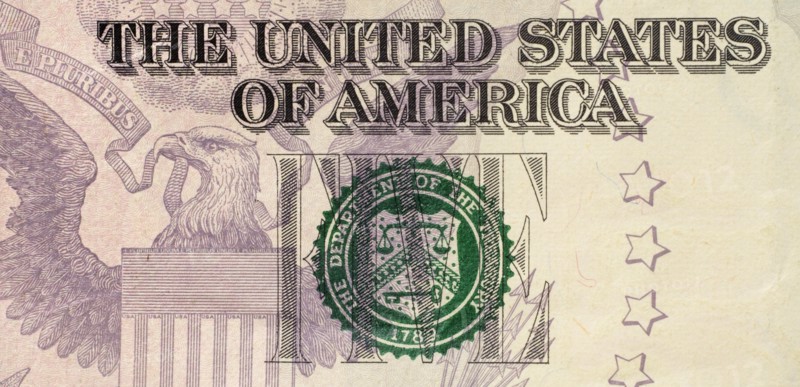 Close-up of US five dollar bill