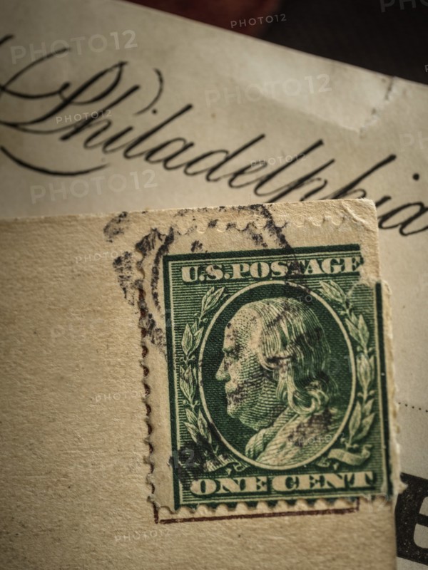 Postage stamp with Benjamin Franklin
