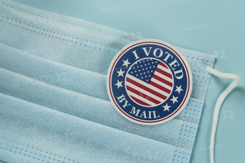 Voting sticker and protective mask,,