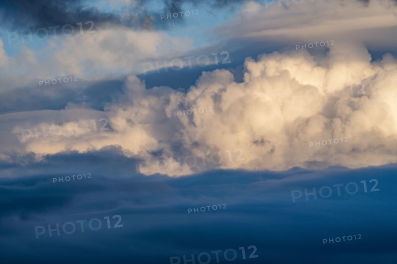 Fluffy clouds in sky,,