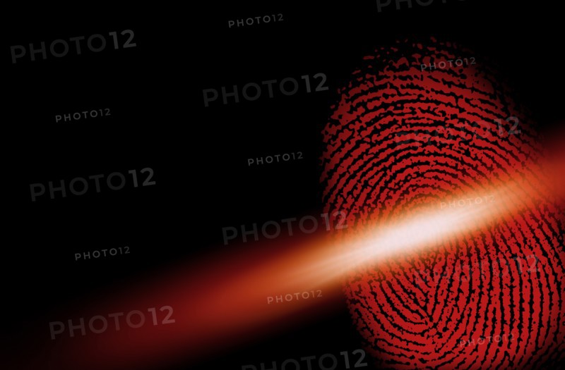 Red fingerprint with scanning flight across it