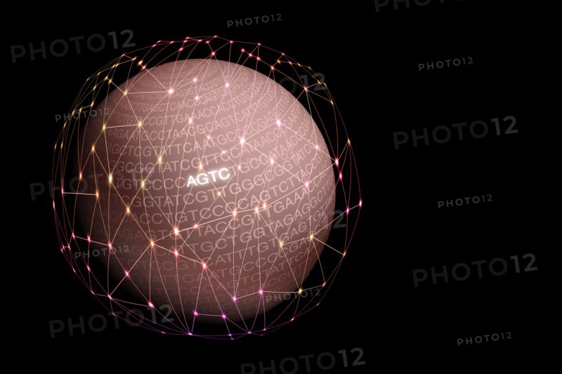 Globe with DNA sequence letters