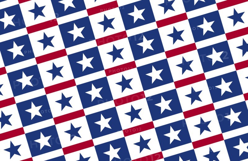 White and blue stars on a red white and blue background