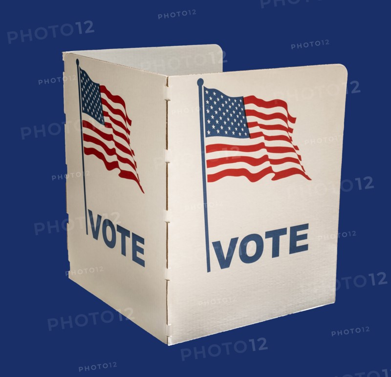 Voting ballot on blue background